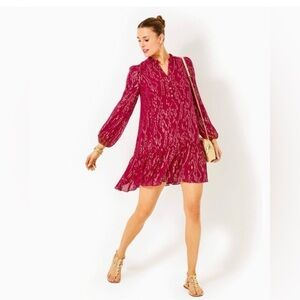 Lilly Pulitzer Evaline Silk Blend Long Sleeve Mini Dress        Size 12